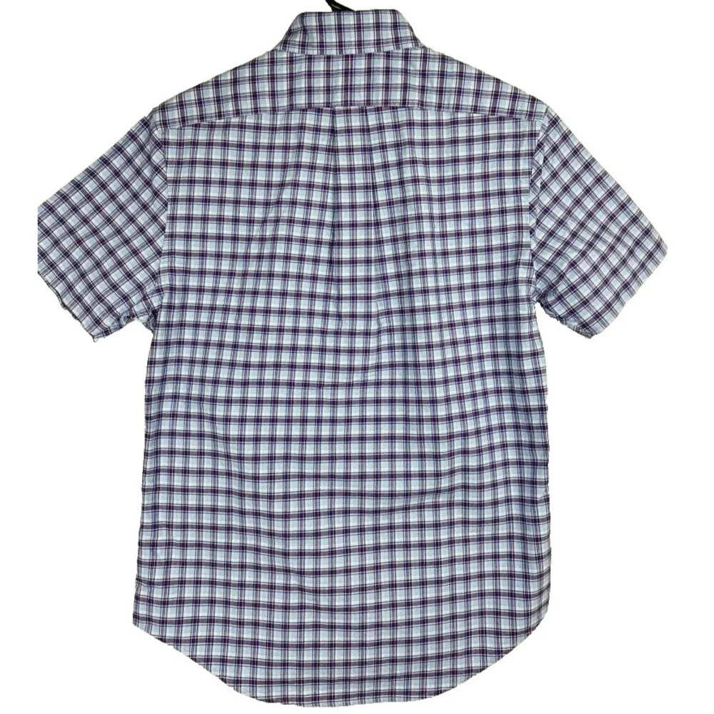 Polo Ralph Lauren Mens Plaid Short Sleeve Button-Up Shirt XS Blue Classic Fit